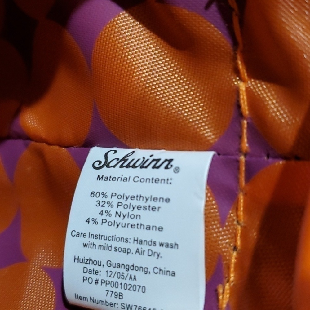 Schwinn cycling Bike Bag purple & orange tube shape with Kitty - Picture 9 of 11